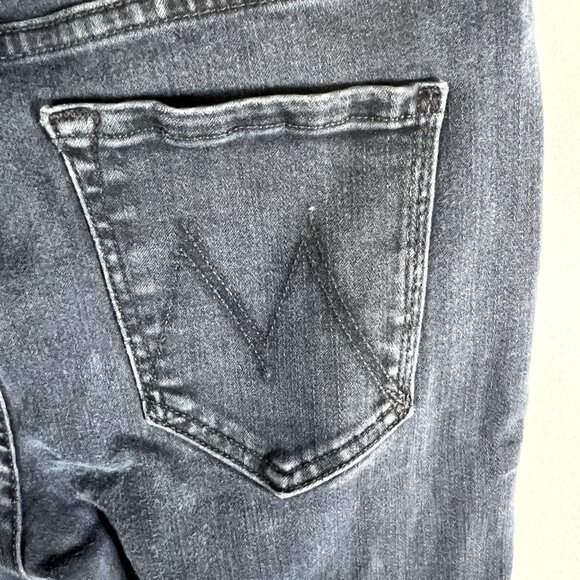 MOTHER Jeans 29 Black High Waisted Looker Ankle Skinny Stretch Blackbird Wash - Picture 8 of 12